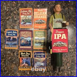 Madison River Brewing Dropper IPA Figurine Beer Tap Handle with Complete Badge Set