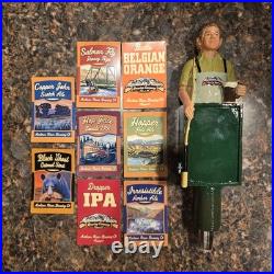 Madison River Brewing Dropper IPA Figurine Beer Tap Handle with Complete Badge Set