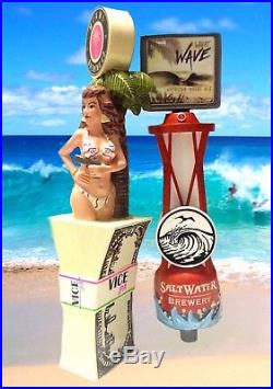 Miami Brewing Vice Beer Tap Handle Florida IPA & Salt Water Wheat Wave Ale Tap