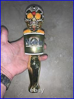 Modelo CERVEZA DIA DE LOS MUERTOS GOLD SUGAR SKULL beer tap handle Rare
