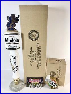 Modelo Especial Cerveza Mexico Soccer Team & Lion Toppers Beer Tap Handle 13.5