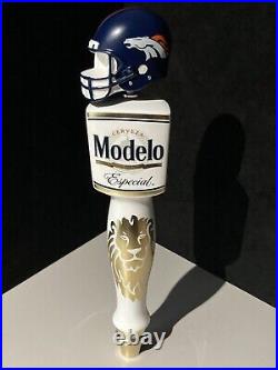 Modelo Especial Denver Broncos Beer Bar Tap Handle With Football Helmet Topper