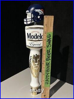 Modelo Especial Denver Broncos Beer Bar Tap Handle With Football Helmet Topper
