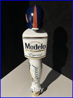 Modelo Especial Denver Broncos Beer Bar Tap Handle With Football Helmet Topper