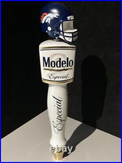 Modelo Especial Denver Broncos Beer Bar Tap Handle Wth Football Helmet Topper