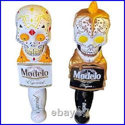 Modelo Sugar Skulls Especial & Negra Beer Tap Handles Day Of The Dead 10 NIB