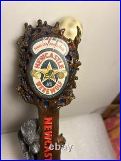 NEWCASTLE WEREWOLF BLOOD RED ALE WEREWOLF draft beer tap handle. ENGLAND