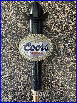 NIB Original Coors Rodeo Hat and Belt Buckle Tap Handle 11 Inches