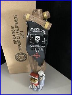 New Mission Double Ipa Shipwreck Beer Tap Handle Pirate Skull Kegerator Lot