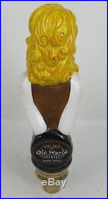 OLD WORLD BEER Figural Blonde Lady Woman TAP HANDLE PORCELAIN CERAMIC ARIZONA