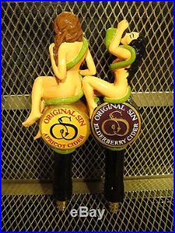 ORIGINAL SIN HARD CIDER SET of 4 Figural SEXY Ladies + NEW Beer Tap Handle