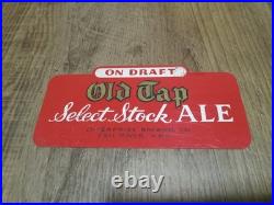 Old Tap Select Stock Ale On Draft Die Cut Plastic Advertising Sign RARE