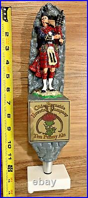 Olde Burnside Beer Tap Handle Knob Keg Bar Top Dirty Penny Ale Bagpipe and Stand