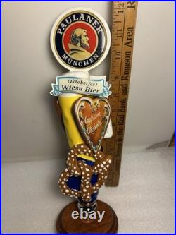 PAULANER MUNCHEN OKTOBERFEST BEER AND PRETZELS draft beer tap handle. GERMANY