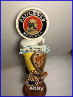 PAULANER MUNCHEN OKTOBERFEST BEER AND PRETZELS draft beer tap handle. GERMANY
