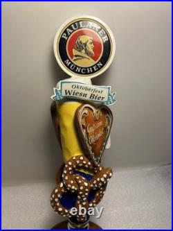 PAULANER MUNCHEN OKTOBERFEST BEER AND PRETZELS draft beer tap handle. GERMANY