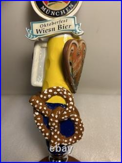 PAULANER MUNCHEN OKTOBERFEST BEER AND PRETZELS draft beer tap handle. GERMANY