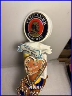 PAULANER MUNCHEN OKTOBERFEST BEER AND PRETZELS draft beer tap handle. GERMANY