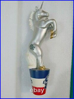 PBR Pabst Blue Ribbon Beauty Silver Unicorn 11 Draft Beer Tap Handle Mancave