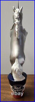 PBR Pabst Blue Ribbon Silver Unicorn Beer Tap Handle 11 Brand NEW in OG box