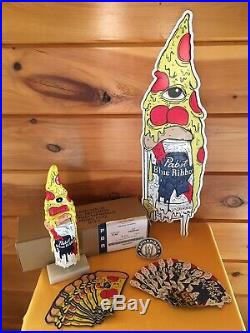 PBR Pabst Pizza Art Pizza Slice Tap Handle, Tin Sign & Coasters