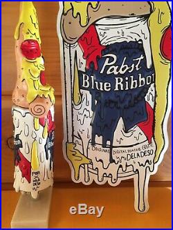 PBR Pabst Pizza Art Pizza Slice Tap Handle, Tin Sign & Coasters