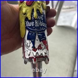 Pabst Blue Ribbon DELA DESO MELTING PIZZA ARTIST SERIES Hand Painted Tap Handle