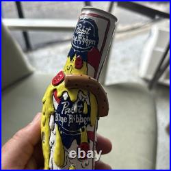 Pabst Blue Ribbon DELA DESO MELTING PIZZA ARTIST SERIES Hand Painted Tap Handle