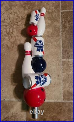 Pabst beer cans bowling ball & pins tap handle bar pub game room Man Cave New