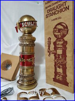 RARE 1973 New In Box SCHLITZ Beer 19 Lighted GLOBE Draught Stanchion Tap Handle