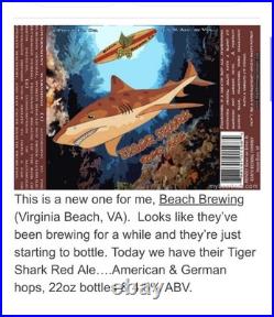 RARE BEACH BREWING TIGER SHARK RED ALE SURFBOARD draft beer tap handle. VIRGINIA