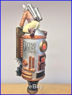 RARE Flying Mouse (Flymob) Brewing Co Steampunk Beer Tap Handle, Closed Brewery
