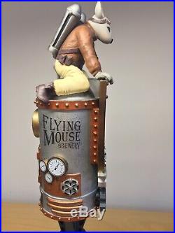 RARE Flying Mouse (Flymob) Brewing Co Steampunk Beer Tap Handle, Closed Brewery