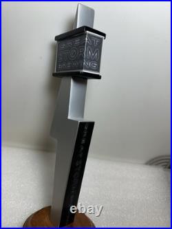 RARE GREAT STORM BREWING SILVER LIGHTNING WIT Draft beer tap handle. COLORADO