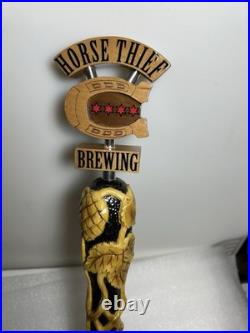 RARE HORSE THIEF HOLLOW BREWING 4 STAR HORSESHOE draft beer tap handle. ILLINOIS RARE HORSE THIEF HOLLOW BREWING 4 STAR HORSESHOE draft beer tap handle. ILLINOIS