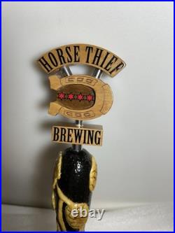 RARE HORSE THIEF HOLLOW BREWING 4 STAR HORSESHOE draft beer tap handle. ILLINOIS