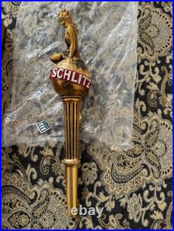 -RARE NEW IN BOX- Schlitz Beer Tap Handle Goddess of Liberty 12.5 Gold Cast