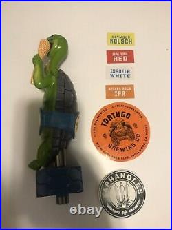 RARE New In Box Tortugo Brewing Beer Tap Handle With 4 Beer Tap Stickers
