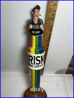 RARE PRISM BREWING FELONY IPA GANGSTER MUGSHOT beer tap handle. PENNSYLVANIA