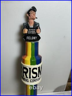 RARE PRISM BREWING FELONY IPA GANGSTER MUGSHOT beer tap handle. PENNSYLVANIA