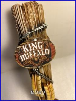 RARE TALLGRASS KING BUFFALO BARBED WIRE FENCE POST draft beer tap handle. KANSAS