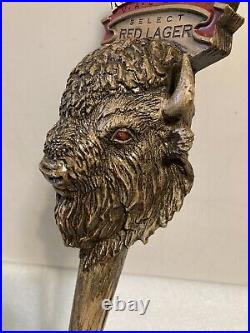 RED RIVER VALLEY SELECT RED LAGER BUFFALO HEAD TROPHY draft beer tap handle. USA