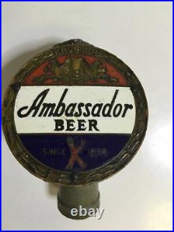 Rare Antique Since 1858 AMBASSADORS Beer Ball Knob Tap Handle