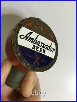 Rare Antique Since 1858 AMBASSADORS Beer Ball Knob Tap Handle