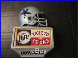 Rare Miller Lite Dallas Cowboys Football Helmet True To Texas Beer Tap Handle