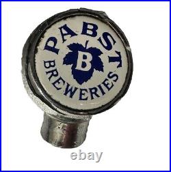 Rare Pabst Breweries Tap Ball Knob Vintage 1930s Blue Ceramic Insert