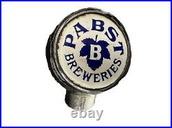 Rare Pabst Breweries Tap Ball Knob Vintage 1930s Blue Ceramic Insert