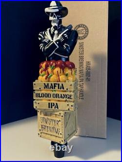 Rare Sinister Brewing Beer Tap Handle Mafia Blood Orange IPA Skeleton Skull Lot