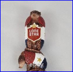 Rare Texas Lone Star Beer 3 Armadillos Red White and Blue Resin Beer Tap Handle