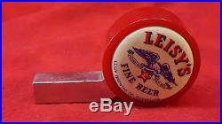 Rare Vintage LEISY'S Beer Tap Handle Knob Cleveland Ohio Red And Chrome